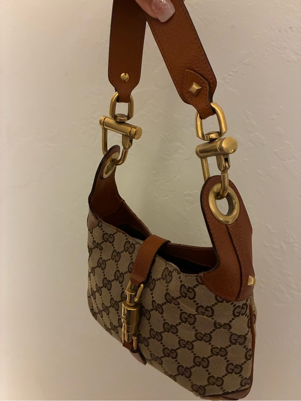 Gucci Brown GG Canvas mini Jackie piston lock Shoulder Bag with Gold Hardware - Picture 4 of 9